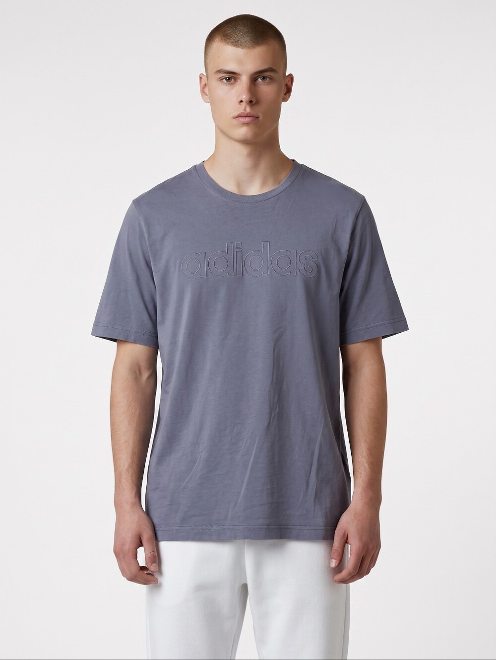 adidas Slate Gray Embossed Logo Short Sleeve Tee